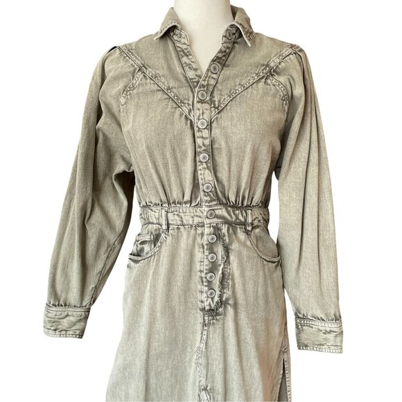 Free People Mad Love Denim Midi Dress- Sage SZ M - Picture 6 of 13